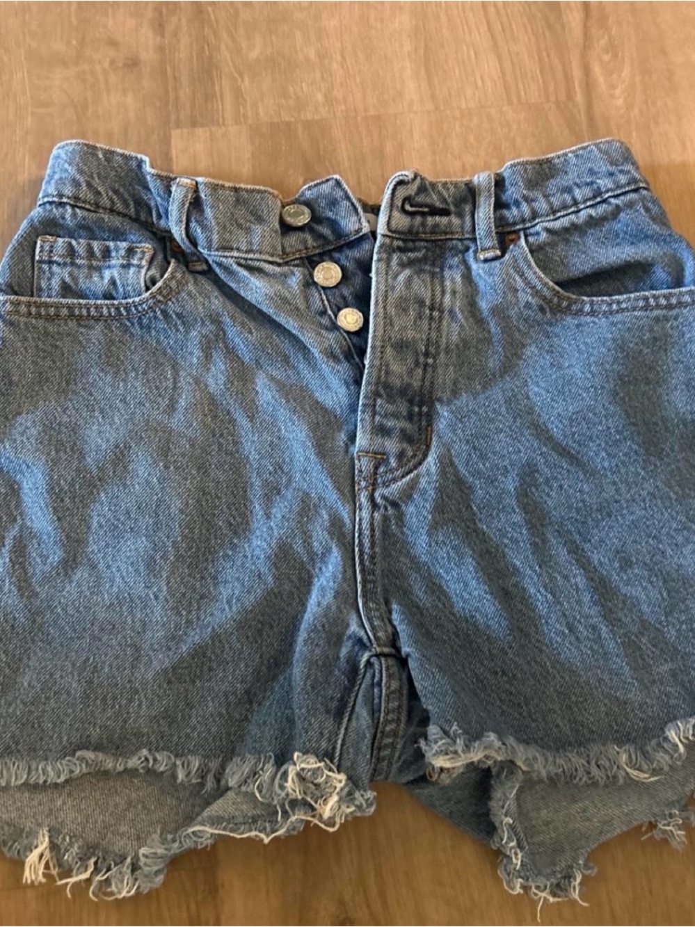PacSun High Rise Button-Fly Distressed Denim Mom Shorts 8608T